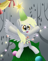 Size: 2000x2500 | Tagged: safe, artist:electric-television, derpy hooves, pegasus, pony, a hearth's warming tail, g4, derpy star, female, high res, mare, tree