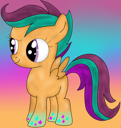 Size: 2915x3079 | Tagged: safe, artist:tajemniczynick, scootaloo, g4, female, high res, rainbow power, rainbow power-ified, solo