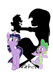 Size: 600x849 | Tagged: safe, artist:hairyfood, spike, twilight sparkle, dog, dragon, pony, equestria girls, g4, cute, human ponidox, open mouth, self ponidox, shadow, silhouette, simple background, spike the dog, twilight sparkle (alicorn), white background
