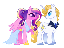 Size: 1024x768 | Tagged: safe, artist:carouselunique, prince blueblood, princess cadance, g4, bluedance, blushing, clothes, dress, shipping, teen princess cadance, teenager