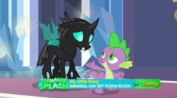 Size: 2559x1423 | Tagged: safe, screencap, spike, thorax, changeling, dragon, g4, the times they are a changeling, adventure in the comments, floppy ears, it begins, pony history, preview, teaser, trailer