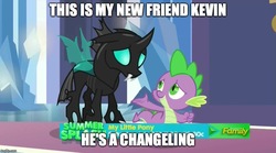 Size: 899x500 | Tagged: safe, edit, edited screencap, screencap, spike, thorax, changeling, g4, the times they are a changeling, caption, image macro, meme