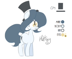 Size: 1600x1300 | Tagged: safe, artist:hattsy, oc, oc only, oc:hattsy, hat, reference sheet, smiling, solo, top hat