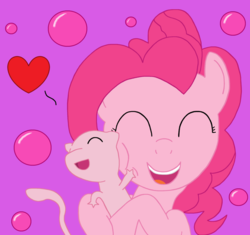 Size: 1024x963 | Tagged: safe, artist:suicunethebuttercat, pinkie pie, earth pony, mew, pony, g4, ^^, crossover, eyes closed, female, happy, mare, pokémon, simple background