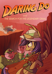 Size: 1012x1442 | Tagged: safe, artist:28gooddays, daring do, pegasus, pig, pony, g4, crossover, fanfic art, female, general iron tusk, indiana jones and the last crusade, mare, poster, s.w.i.n.e., tank (vehicle)