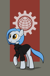 Size: 800x1200 | Tagged: safe, artist:andypriceart, oc, oc only, oc:lorelei kernav, clothes, flag, smiling, solo, uniform