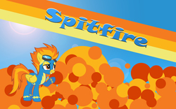 Size: 2560x1600 | Tagged: safe, artist:saeiter, spitfire, pony, g4, bubble, clothes, goggles, lens flare, vector, wallpaper, wonderbolts uniform