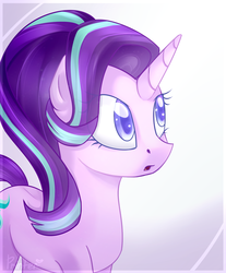 Size: 1409x1699 | Tagged: safe, artist:mp-printer, starlight glimmer, pony, unicorn, g4, colored pupils, female, mare, open mouth, signature, solo