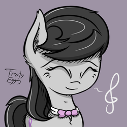 Size: 480x480 | Tagged: safe, artist:frostyeggnog, octavia melody, g4, bowtie, chest fluff, cute, ear fluff, eyes closed, female, simple background, smiling, solo, tavibetes