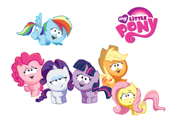 Size: 2623x1903 | Tagged: safe, artist:holivi, applejack, fluttershy, pinkie pie, rainbow dash, rarity, twilight sparkle, g4, crossover, my little pony logo, south park, style emulation