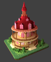 Size: 1080x1300 | Tagged: safe, artist:pirill, 3d, 3d model, building, no pony, ponyville town hall, simple background, town hall, voxel art