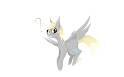 Size: 1280x800 | Tagged: safe, artist:buttersflutterscotch, derpy hooves, pegasus, pony, g4, female, flying, mare, question mark, simple background, solo, transparent background
