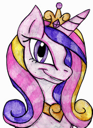 Size: 1000x1380 | Tagged: safe, artist:mhedgehog21, princess cadance, g4, female, simple background, solo, traditional art