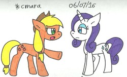 Size: 1058x645 | Tagged: safe, artist:cmara, applejack, rarity, g4, traditional art