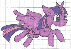 Size: 767x534 | Tagged: safe, artist:cmara, twilight sparkle, alicorn, pony, g4, flying, graph paper, traditional art, twilight sparkle (alicorn)