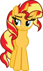 Size: 5890x9718 | Tagged: safe, artist:8-notes, sunset shimmer, pony, unicorn, equestria girls, g4, absurd resolution, female, inkscape, ponyscape, simple background, smiling, solo, transparent background, vector