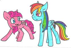 Size: 954x650 | Tagged: safe, artist:cmara, pinkie pie, rainbow dash, g4, traditional art