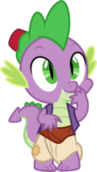 Size: 380x670 | Tagged: safe, artist:cloudy glow, spike, dragon, g4, aladdin, clothes, clothes swap, cosplay, costume, crossover, disney, implied sparity, male, simple background, solo, transparent background, vector