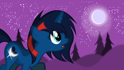 Size: 1920x1080 | Tagged: safe, artist:noah-x3, oc, oc only, oc:serene, pony, unicorn, moon, night, show accurate, solo