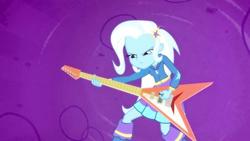 Size: 700x394 | Tagged: safe, screencap, trixie, equestria girls, g4, guitar centered, my little pony equestria girls: rainbow rocks, electric guitar, female, flying v, guitar, musical instrument, solo