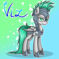 Size: 2500x2500 | Tagged: safe, artist:twotiedbows, oc, oc only, oc:viz, bat pony, pony, bedroom eyes, guardian, high res, night guard, smiling, solo