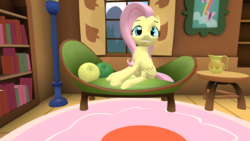 Size: 1024x576 | Tagged: safe, artist:iownu142, fluttershy, g4, 3d, fluttershy's cottage, sitting, source filmmaker