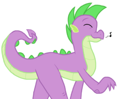 Size: 1024x803 | Tagged: safe, artist:eeveewhite97, spike, dragon, g4, eyes closed, male, music notes, older, solo