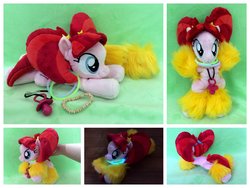 Size: 1600x1200 | Tagged: safe, artist:equinepalette, pacific glow, earth pony, pony, g4, beanie (plushie), female, glowstick, hand, irl, mare, pacifier, photo, plushie, prone, solo