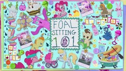 Size: 853x480 | Tagged: safe, screencap, angel bunny, boneless, cranky doodle donkey, gummy, pinkie pie, pound cake, princess cadance, princess flurry heart, pumpkin cake, shining armor, spike, bat, donkey, g4, baby flurry heart's heartfelt scrapbook, foalsitting 101, wacky waving inflatable tube pony