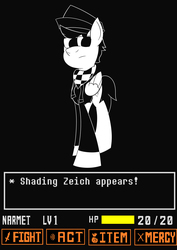 Size: 2825x4000 | Tagged: safe, artist:narmet, oc, oc only, oc:shading zeich, pegasus, pony, fedora, hat, solo, undertale