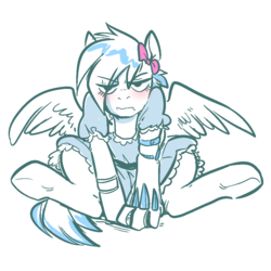 Size: 1000x1000 | Tagged: safe, artist:glacierclear, oc, oc only, oc:frosty winds, pegasus, pony, fallout equestria: memories, clothes, grumpy, maid, solo