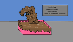 Size: 1572x900 | Tagged: safe, artist:amateur-draw, pinkie pie, g4, 1000 hours in ms paint, chocolate, chocolate bath, food, ms paint, sign, spa