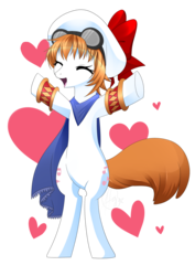 Size: 2071x2927 | Tagged: safe, artist:haydee, earth pony, pony, bracelet, cape, clothes, cornet, crossover, female, goggles, hat, heart, jewelry, mare, ponified, rhapsody: a musical adventure, simple background, solo, transparent, transparent background