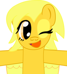 Size: 850x939 | Tagged: safe, oc, oc only, oc:solar flare, pegasus, pony, one eye closed, solo, wink