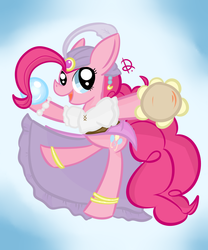 Size: 1000x1200 | Tagged: safe, artist:csixhsix, pinkie pie, g4, clothes, crystal ball, female, gypsy pie, musical instrument, solo, tambourine, turban
