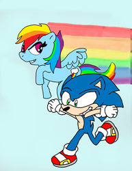 Size: 2550x3300 | Tagged: safe, artist:psychotasmanian, rainbow dash, g4, crossover, high res, male, sonic the hedgehog, sonic the hedgehog (series)