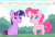 Size: 1000x677 | Tagged: safe, artist:omegaozone, pinkie pie, twilight sparkle, alicorn, earth pony, pony, g4, :<, animated, blah, blinking, blush sticker, blushing, bored, chest fluff, chibi, cute, diapinkes, duo, eye contact, female, frame by frame, frown, gif, lidded eyes, looking at each other, mare, open mouth, perfect loop, prancing, sitting, smiling, speech bubble, talking, trotting, trotting in place, twilight sparkle (alicorn), twilight sparkle is not amused, unamused