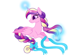 Size: 1024x768 | Tagged: safe, artist:carouselunique, princess cadance, alternate hairstyle, braid, braided ponytail, braided tail, ribbon, sad, teen princess cadance, teenager, younger