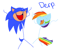 Size: 800x600 | Tagged: safe, artist:asksonic, rainbow dash, g4, crossover, male, sonic the hedgehog, sonic the hedgehog (series), stick figure, stylistic suck