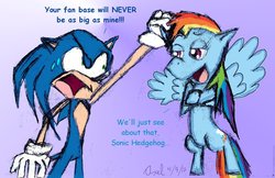 Size: 1024x662 | Tagged: safe, artist:axel-dc64, rainbow dash, pony, g4, crossover, dialogue, male, sonic the hedgehog, sonic the hedgehog (series)