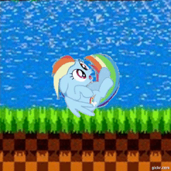 Size: 450x450 | Tagged: safe, artist:mariovssonic2008, rainbow dash, g4, animated, crossover, green hill zone, male, sonic the hedgehog, sonic the hedgehog (series), spin dash