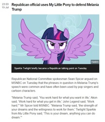 Size: 587x678 | Tagged: safe, screencap, twilight sparkle, alicorn, pony, g4, bbc, melania trump plagiarism gaffe, text, twilight sparkle (alicorn)