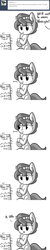 Size: 792x3960 | Tagged: safe, artist:tjpones, oc, oc only, oc:brownie bun, earth pony, pony, horse wife, air conditioner, ask, chest fluff, comic, dialogue, drink, drinking, ear fluff, female, grayscale, hoof hold, mare, monochrome, offscreen character, simple background, sipping, sitting, straw, tumblr, white background