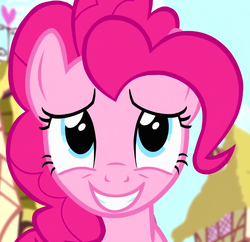 Size: 711x689 | Tagged: safe, screencap, pinkie pie, earth pony, pony, g4, pinkie pride, season 4, fake smile, female, mare, smiling, solo