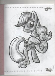 Size: 762x1049 | Tagged: safe, artist:khaomortadios, applejack, g4, coloring book, female, solo, wat