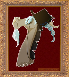 Size: 1060x1180 | Tagged: safe, artist:talimingi, discord, g4, gentleman, hat, male, monocle, nose in the air, picture frame, portrait, solo, top hat, top-hat
