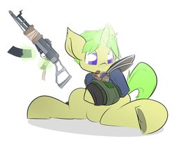 Size: 992x806 | Tagged: safe, artist:bbsartboutique, oc, oc only, oc:golden heart, fallout equestria, clothes, fallout, gun, jumpsuit, male, pipbuck, vault suit, weapon