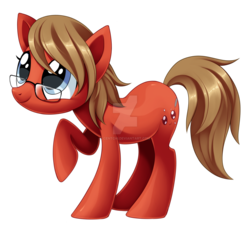 Size: 1600x1469 | Tagged: safe, artist:centchi, oc, oc only, earth pony, pony, cute, female, glasses, mare, raised hoof, solo, watermark