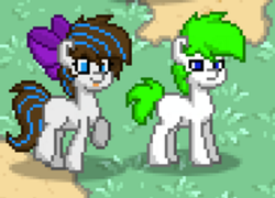 Size: 918x662 | Tagged: safe, oc, oc only, oc:bing, oc:breezy, pony, pony town, bingzy, blue eyes, hair bow