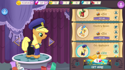 Size: 1280x720 | Tagged: safe, gameloft, applejack, colonel purple dart, mistress marevelous, g4, ancient wonderbolts uniform, clothes, dress, power ponies